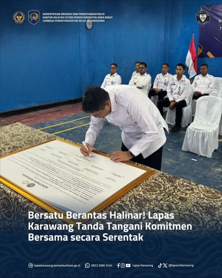 Lewat Zoom Meeting, Lapas Karawang Tandatangani Komitmen Pemberantasan Halinar