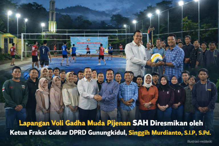 Peresmian Lapangan Voli Gadha Muda, Ketua Fraksi Golkar DPRD Gunungkidul: Jaga Solidaritas Ciptakan Atlet Prestasi