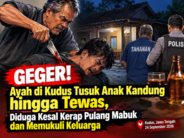 GEGER! Ayah di Kudus Tusuk Anak Kandung hingga Tewas, Diduga Kesal Kerap Pulang Mabuk dan Memukuli Keluarga