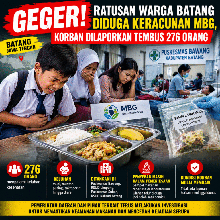 GEGER! RATUSAN WARGA BATANG DIDUGA KERACUNAN MBG, KORBAN DILAPORKAN TEMBUS 276 ORANG