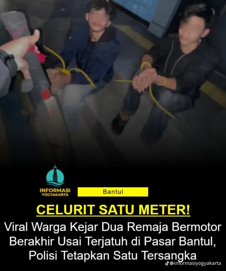 GEGER! DUA REMAJA LAWAN ARAH DI RING ROAD SELATAN, CELURIT 1 METER BERTULISKAN “YANUAR” TERJATUH DI DEPAN PASAR BANTUL