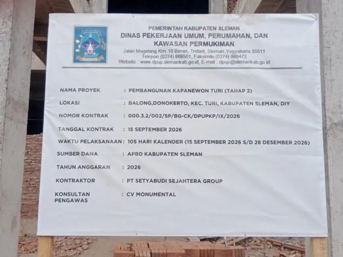 Proyek Pembangunan Gedung Kapanewon Turi Tahap II Disorot, Plang Proyek Dipertanyakan