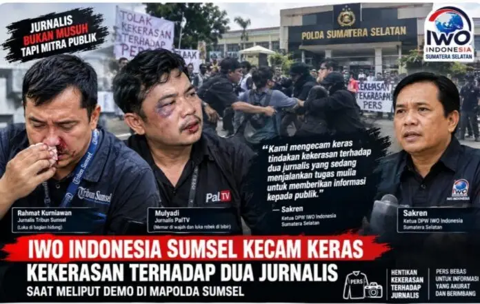 IWO sulsel kecam keras tindakan kekerasan terhadap dua jurnalis yang meliput Demo di Mapolda sulsel