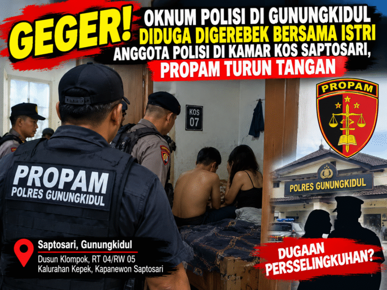 GEGER! OKNUM POLISI DI GUNUNGKIDUL DIDUGA DIGEREBEK BERSAMA ISTRI ANGGOTA POLISI DI KAMAR KOS SAPTOSARI, PROPAM TURUN TANGAN
