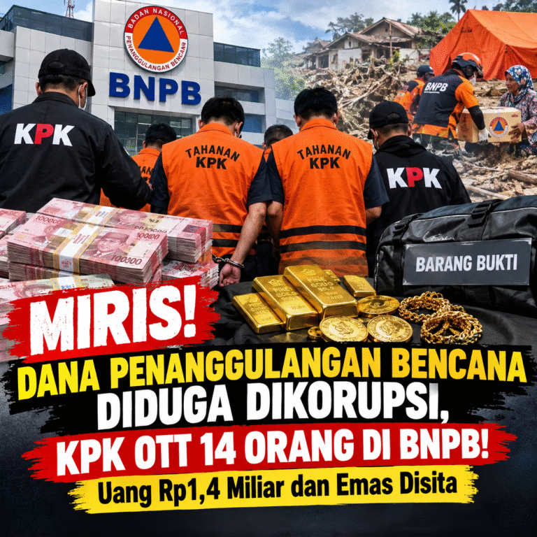 MIRIS! DANA PENANGGULANGAN BENCANA DIDUGA DIKORUPSI, KPK OTT 14 ORANG DI BNPB! Uang Rp1,4 Miliar dan Emas Disita