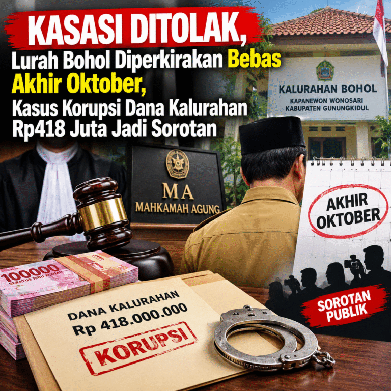 Kasasi Ditolak, Lurah Bohol Diperkirakan Bebas Akhir Oktober, Kasus Korupsi Dana Kalurahan Rp418 Juta Jadi Sorotan