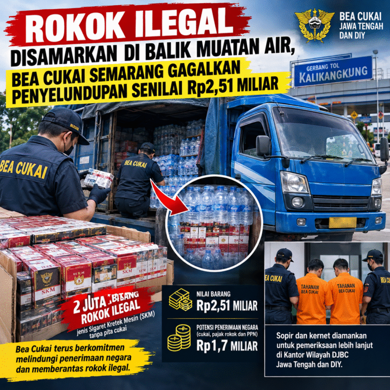 Bukan Bawa Air! Truk Tangki Ternyata Sembunyikan Jutaan Rokok Ilegal, Bea Cukai Semarang Bongkar Modus Penyelundupan Rp2,3 Miliar