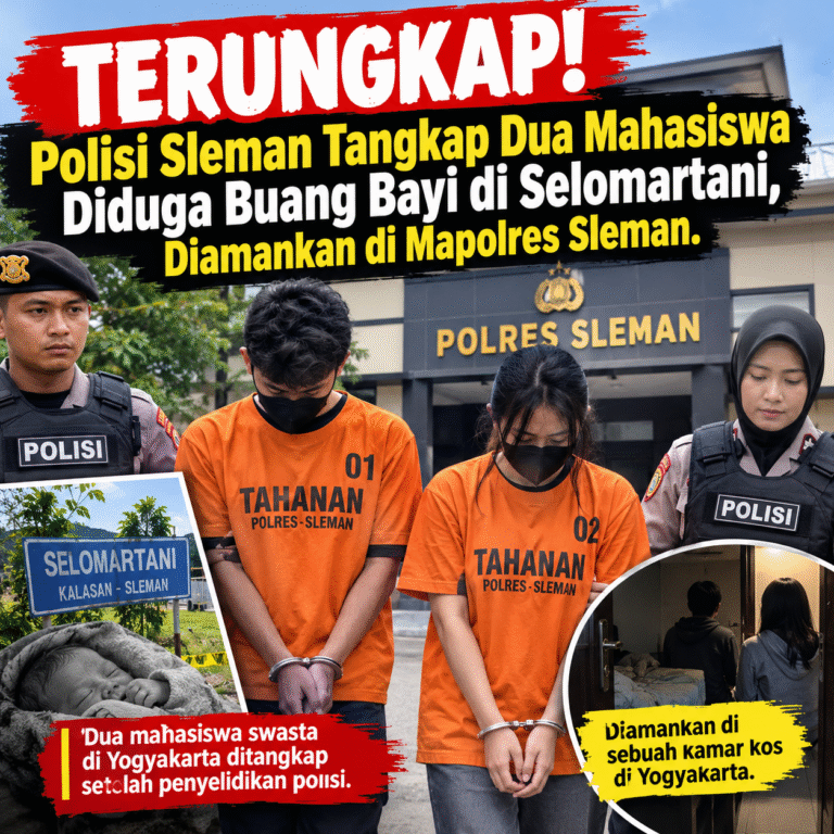 TERUNGKAP! Polisi Sleman Tangkap Dua Mahasiswa Diduga Buang Bayi di Selomartani, Diamankan di mapolres sleman.