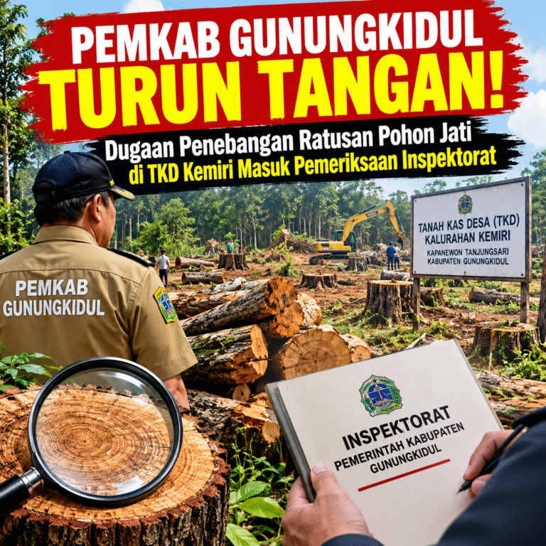 PEMKAB GUNUNGKIDUL TURUN TANGAN! Dugaan Penebangan Ratusan Pohon Jati di TKD Kemiri Masuk Pemeriksaan Inspektorat