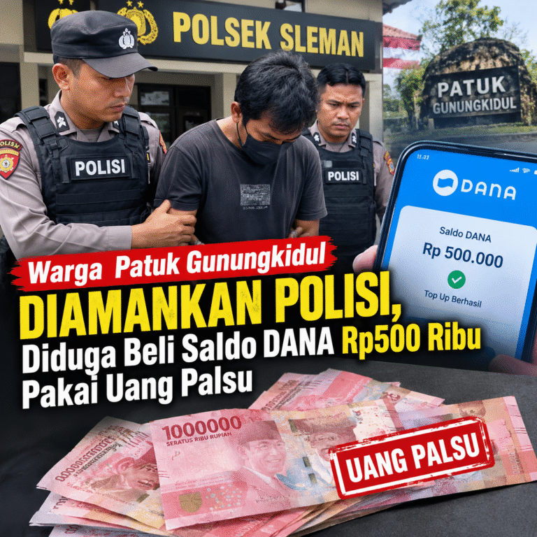 Warga Patuk Gunungkidul Diamankan Polisi, Diduga Beli Saldo DANA Rp500 Ribu Pakai Uang Palsu